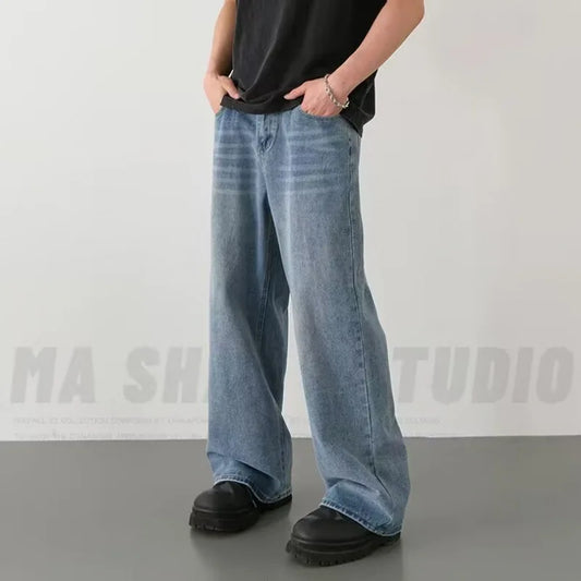 Calça Jeans Urban Wide Leg Masculina Lavagem Vintage – Estilo Casual Premium
