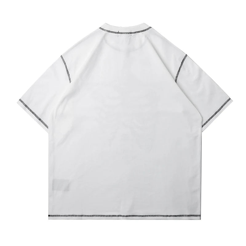 Camiseta Masculina Vintage Preta Acid Wash | Camisa Oversized com Estampa Gráfica em Algodão Pesado