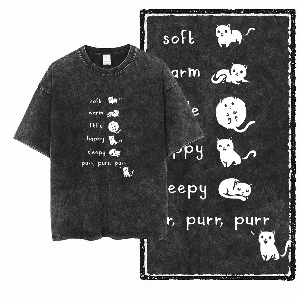 Camiseta Unissex Acid Washed – Estampa Gato, Streetwear Premium e Oversized