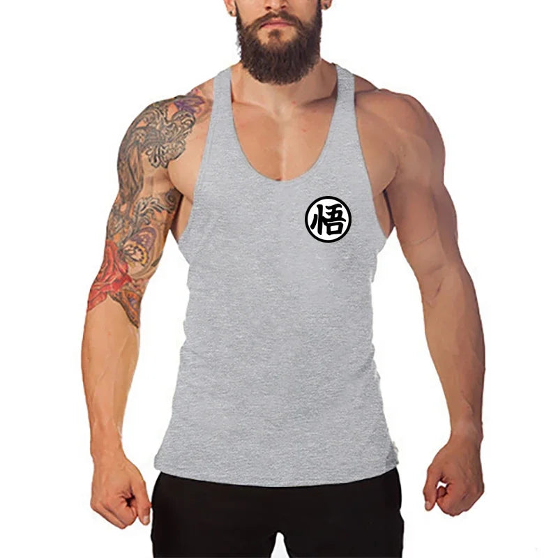 Regata Masculina Stringer Anime Gym – Cavada Fitness Estilo Streetwear para Treino e Academia