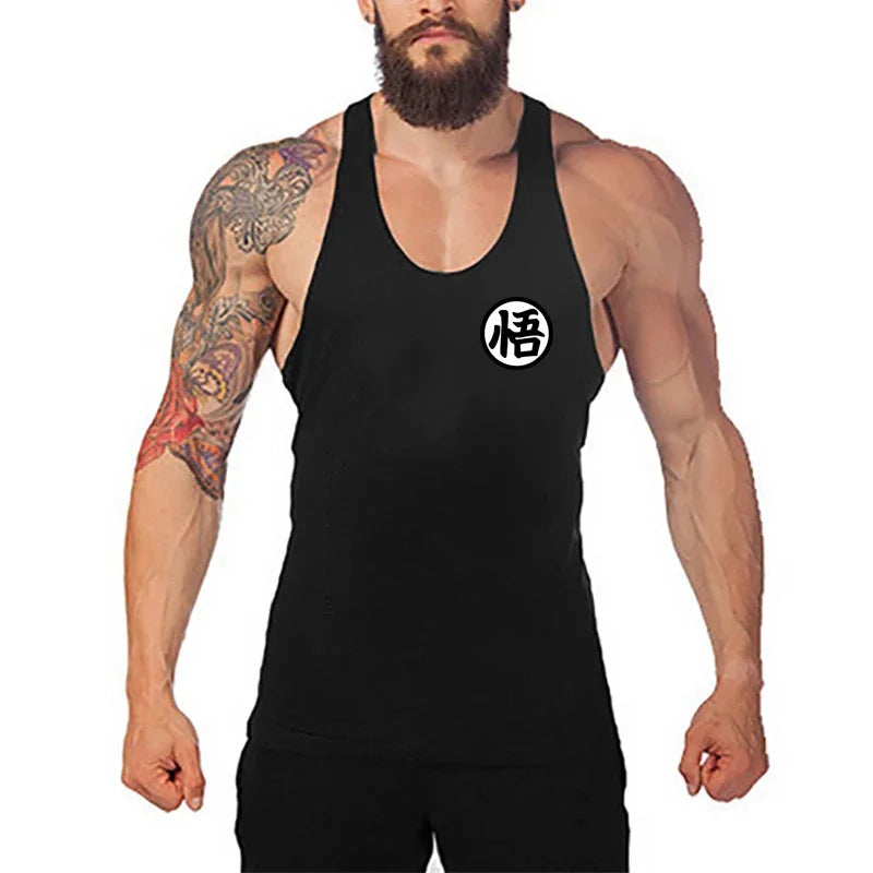Regata Masculina Stringer Anime Gym – Cavada Fitness Estilo Streetwear para Treino e Academia