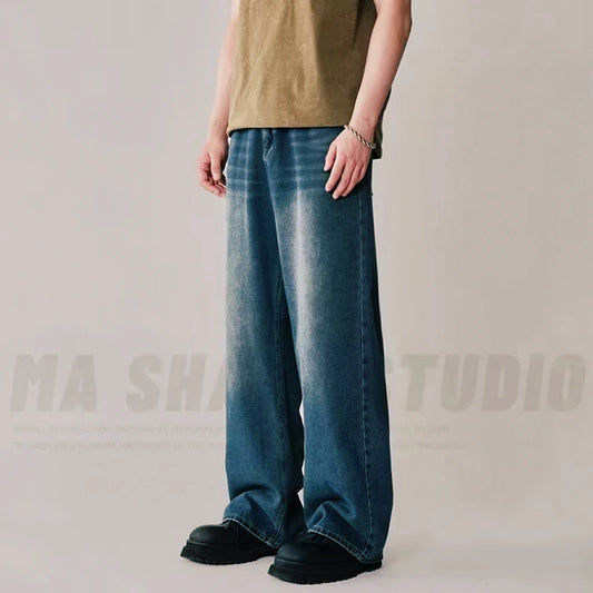 Calça Jeans Urban Wide Leg Masculina Lavagem Vintage – Estilo Casual Premium