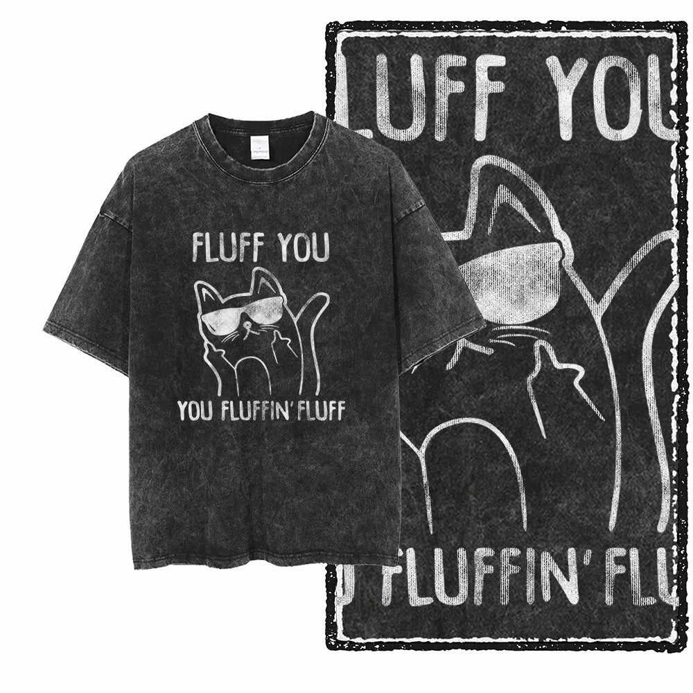 Camiseta Unissex Acid Washed – Estampa Gato, Streetwear Premium e Oversized