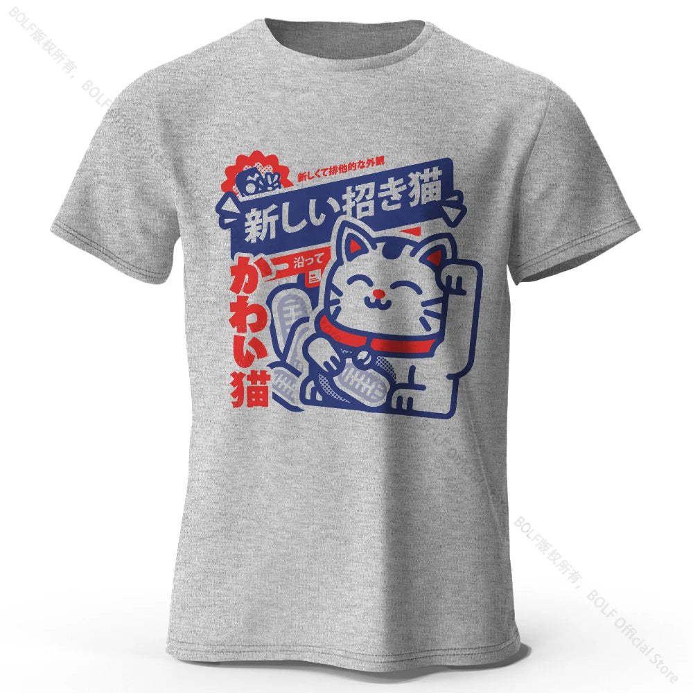 Camiseta Anime Kawaii Unissex de Algodão 100% | Camisa Harajuku Estampada Macia e Respirável