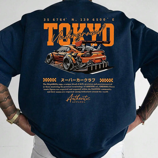 Camiseta Tokyo Urban Oversized Masculina em Algodão Premium – Estilo Japonês Casual Streetwear
