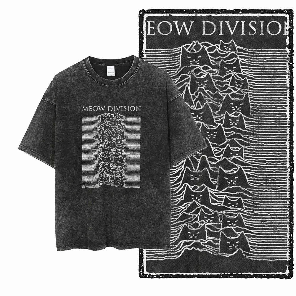 Camiseta Unissex Acid Washed – Estampa Gato, Streetwear Premium e Oversized