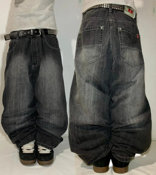 Calça Jeans Masculina Gótica Y2K Wide Leg | Modelo Baggy Vintage Lavado Estilo Streetwear Casual