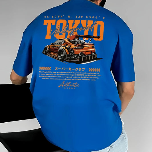 Camiseta Tokyo Urban Oversized Masculina em Algodão Premium – Estilo Japonês Casual Streetwear