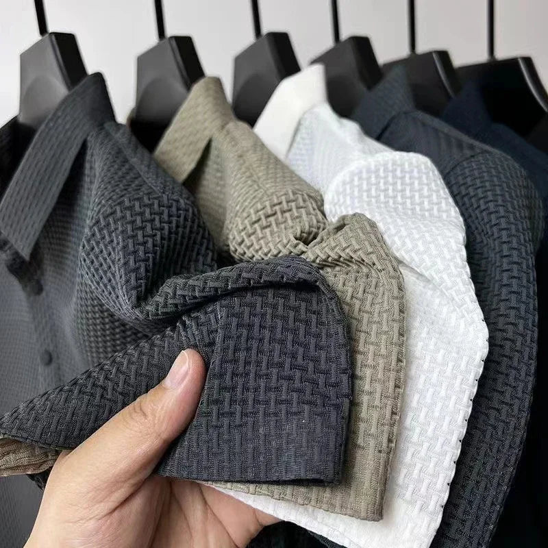 Camisa Polo Masculina Casual Premium – Manga Curta, Respirável, Cor Sólida e Confortável para o Verão
