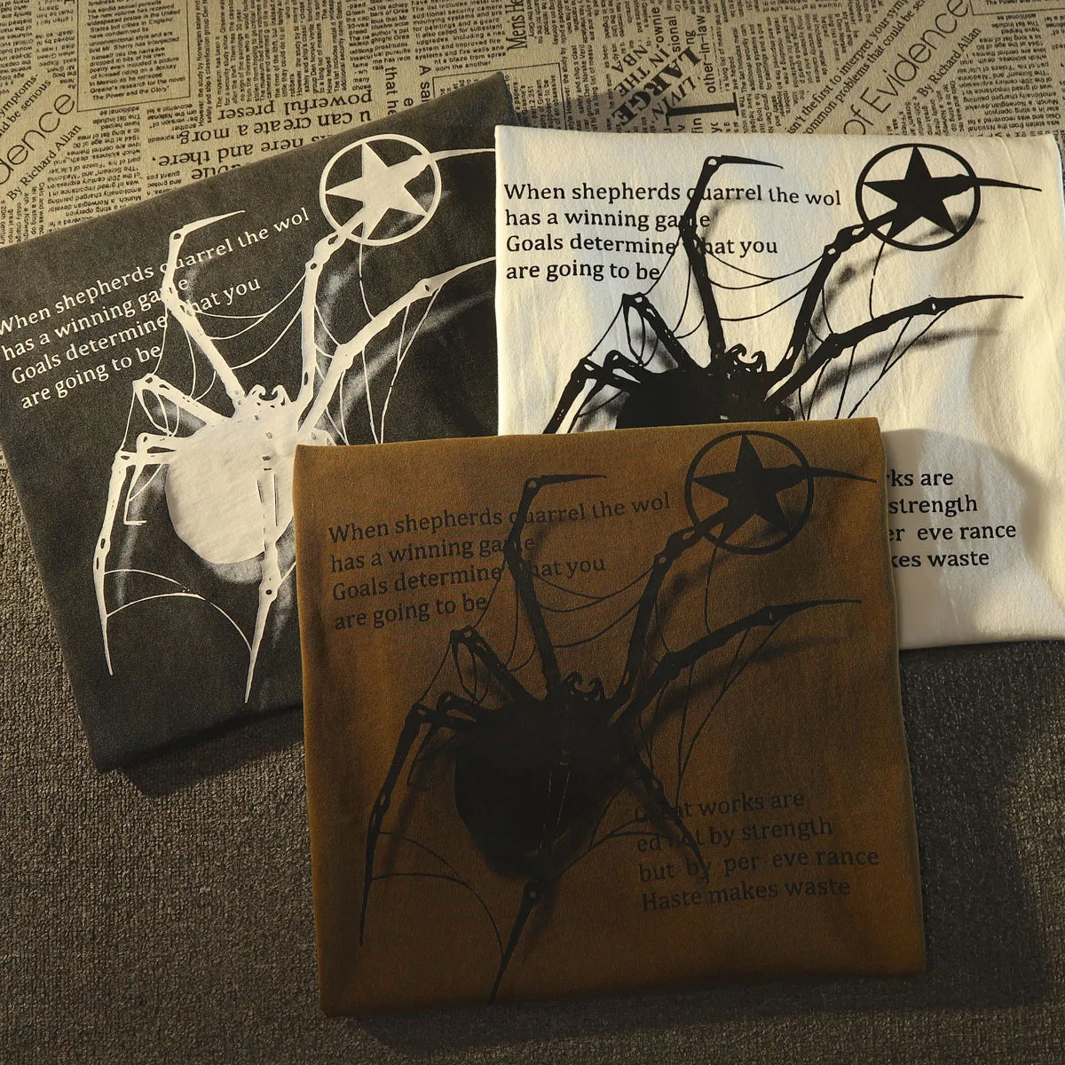 Camiseta Masculina Y2K Streetwear com Estampa de Aranha | Camisa Oversized Estilo Grunge Harajuku Casual