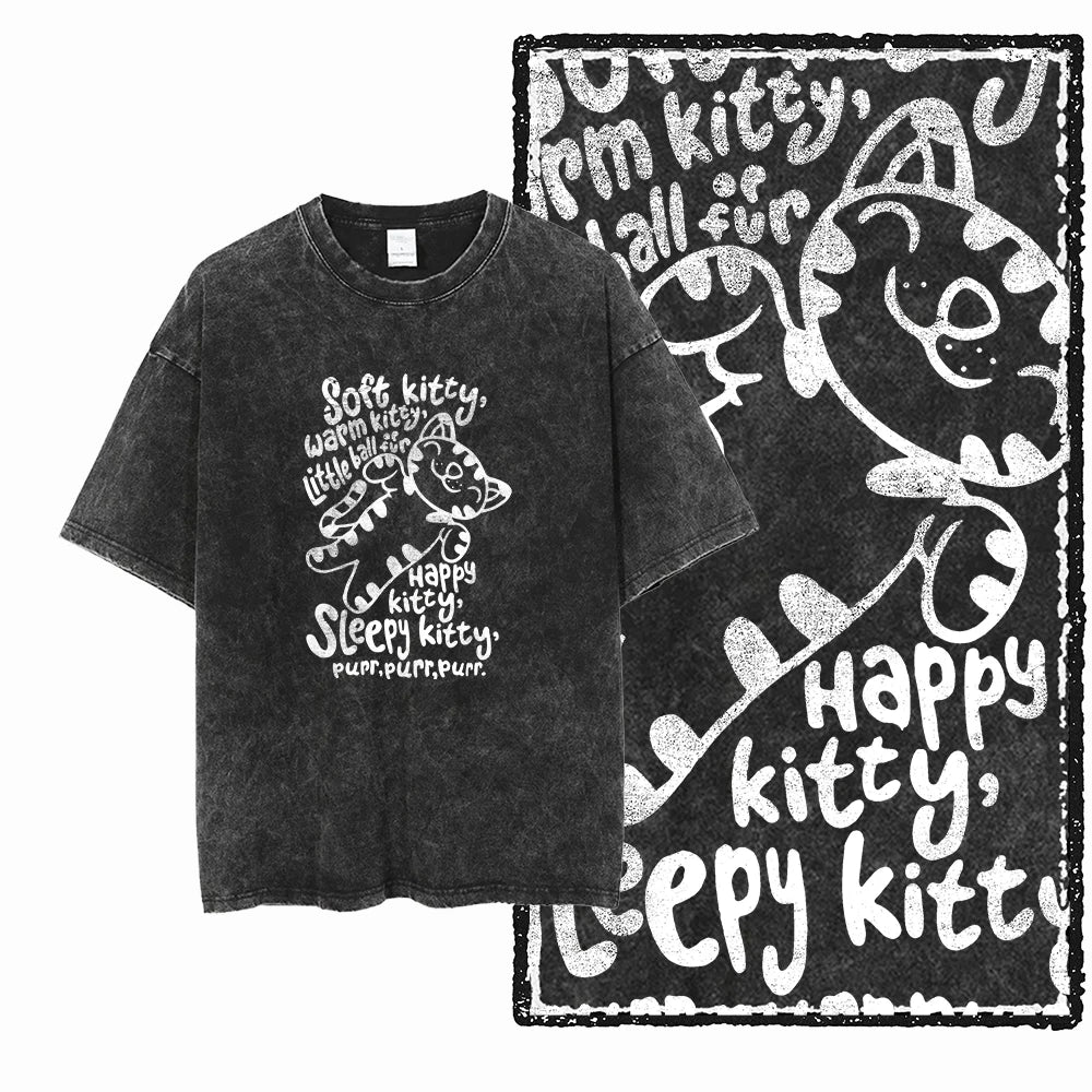 Camiseta Unissex Acid Washed – Estampa Gato, Streetwear Premium e Oversized
