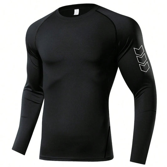 Camiseta Masculina de Compressão Manga Longa Dry Fit Proteção UV