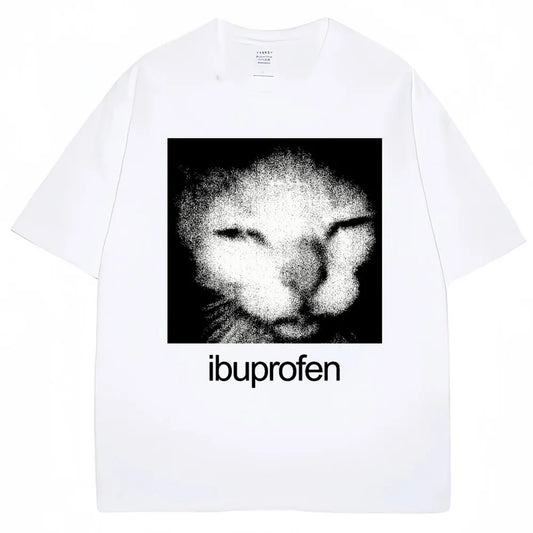 Camiseta Oversized Estampa Gato Meme Vintage – 100% Algodão, Streetwear Unissex