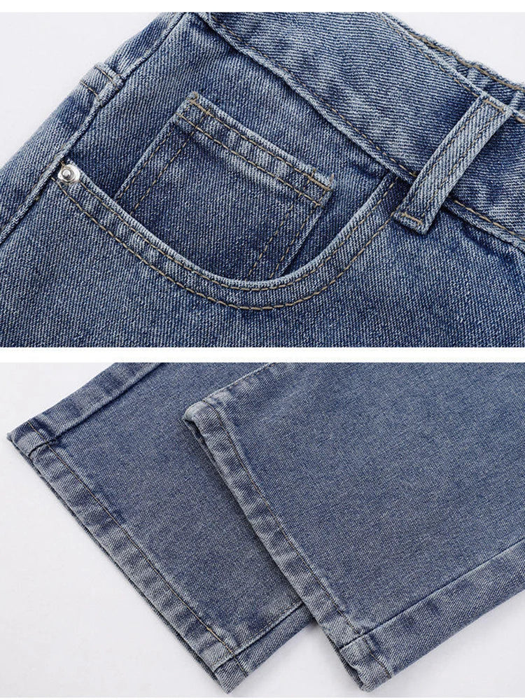 Jeans Masculino Estilo Coreano Corte Reto Wide Leg | Calça Denim Casual de Caimento Solto