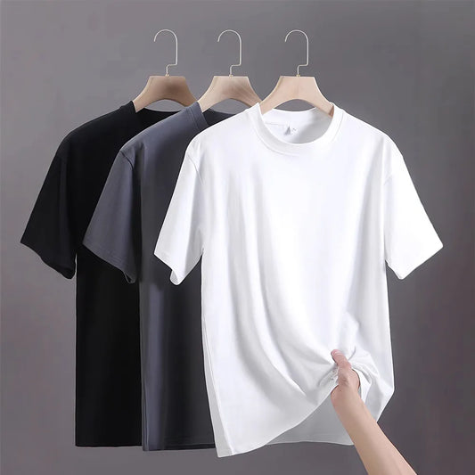 Camiseta Masculina Oversized 100% Algodão – Básica Premium, Manga Curta, Cor Sólida e Casual